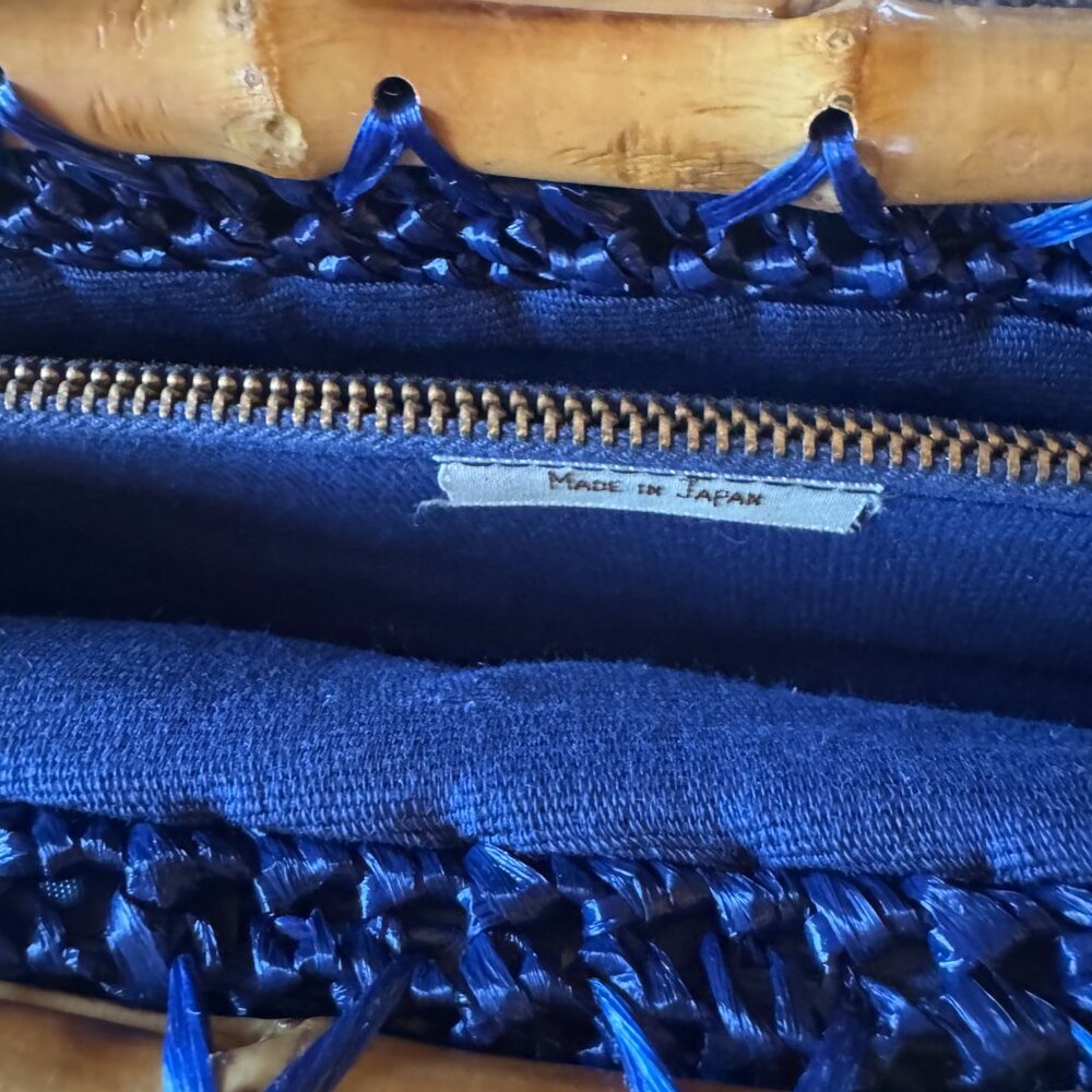 Vintage Straw Purse - Navy Blue - image 4